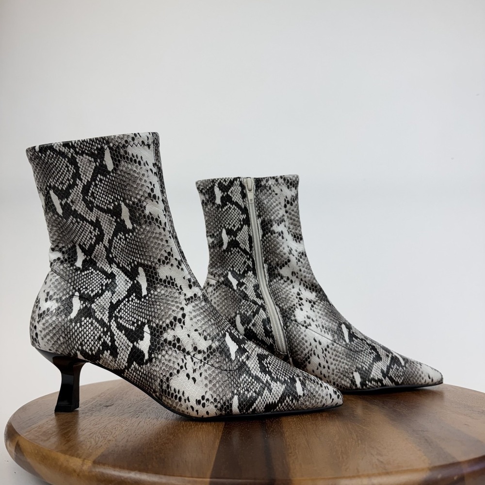 New‎ Womens Abound Faux Snakeskin Leather Kitten Heeled Ankle Booties Size 8 M